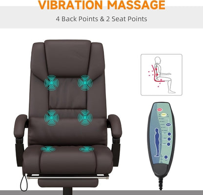 Brauner Büromassagesessel mit hoher Rückenlehne und 6 Vibrationspunkten