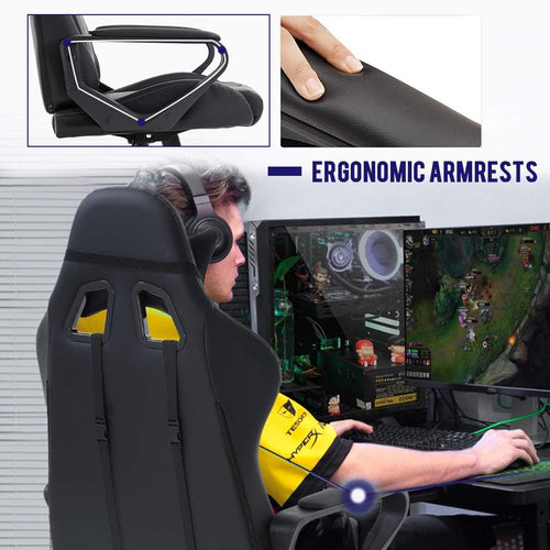 Ergonomischer Gaming-Stuhl Weiß mit Lordosenstütze Hohe Rückenlehne