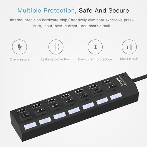 7-Port-USB-2.0-/3.0-Hub-Splitter-Adapter High-Speed für PC Laptop Mac