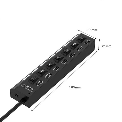 7-Port-USB-2.0-/3.0-Hub-Splitter-Adapter High-Speed für PC Laptop Mac