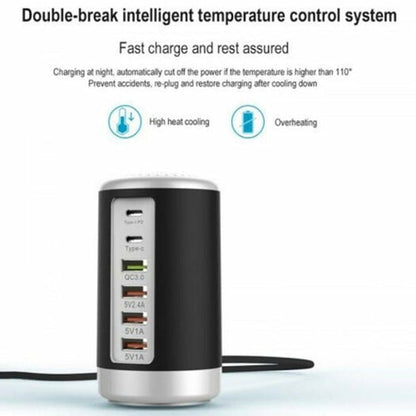 6-Port-Zylinderadapter 65 W Hochleistungs-Schnellladung