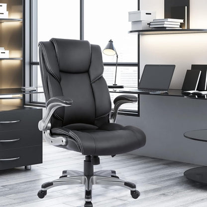Ergonomischer Bürostuhl mit hoher Rückenlehne und hochklappbaren Armlehnen
