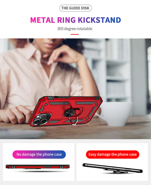 Tech Armor Ring Ständer Griffhülle mit Metallplatte für iPhone 12 /