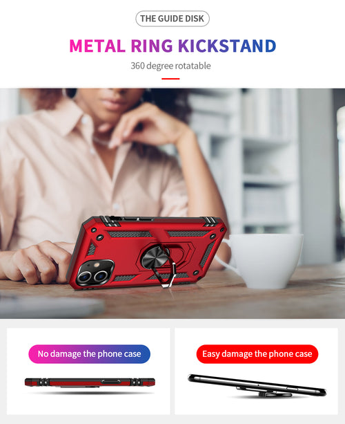 Tech Armor Ring Stand Grip Case mit Metallplatte für iPhone 12 Mini