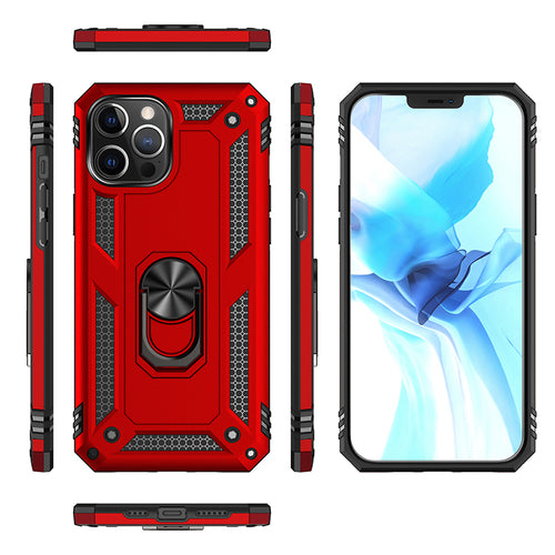 Tech Armor Ring Stand Grip Case with Metal Plate for iPhone 12 Pro Max