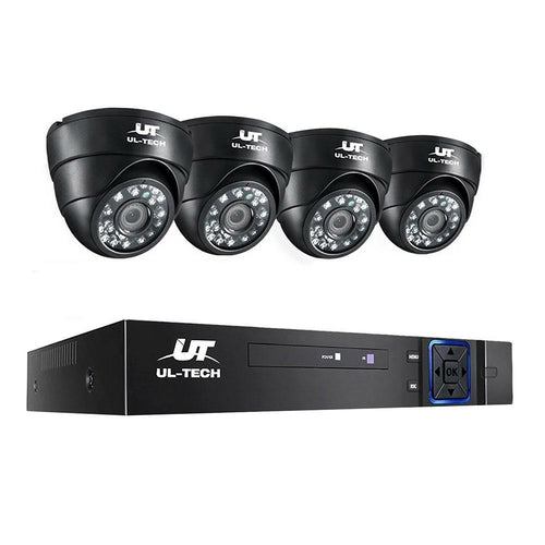 UL-TECH 1080P Überwachungskamerasystem 4-Kanal-DVR mit 4 CCTV-Dome-Kameras