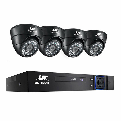 UL-TECH 1080P Überwachungskamerasystem 4-Kanal-DVR mit 4 CCTV-Dome-Kameras