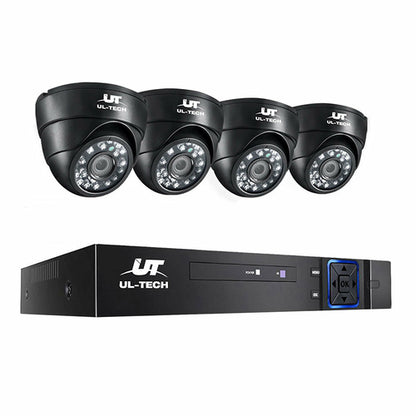 UL-TECH 1080P Überwachungskamerasystem 4-Kanal-DVR mit 4 CCTV-Dome-Kameras