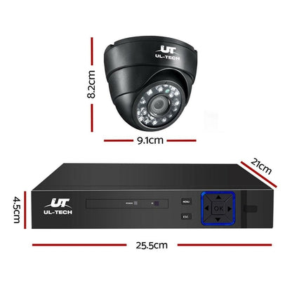 UL-TECH 1080P Überwachungskamerasystem 4-Kanal-DVR mit 4 CCTV-Dome-Kameras