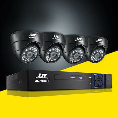UL-TECH 1080P Überwachungskamerasystem 4-Kanal-DVR mit 4 CCTV-Dome-Kameras