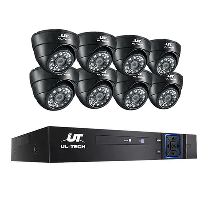 UL-TECH 1080P Überwachungskamerasystem 8CH DVR mit 8 CCTV Dome-Kameras