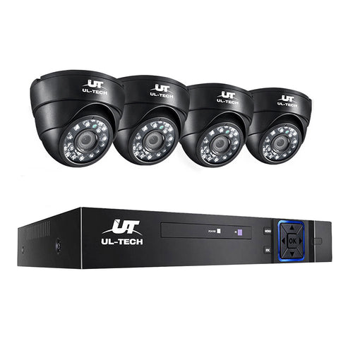 UL-TECH 1080P Überwachungskamerasystem 4-Kanal-DVR mit 4 CCTV-Dome-Kameras