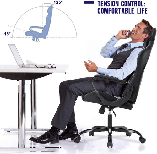 Ergonomischer Gaming-Stuhl Weiß mit Lordosenstütze Hohe Rückenlehne