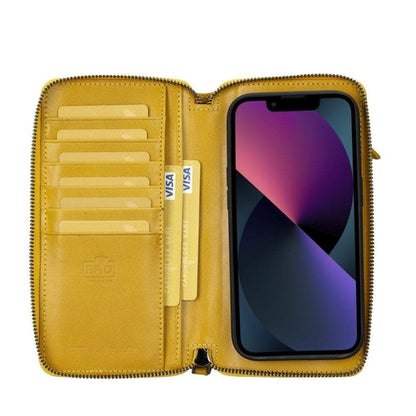 Apple iPhone 14 Serie Abnehmbare und Reißverschluss-Leder-Brieftaschenhülle - PMW