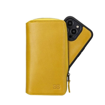 Apple iPhone 14 Serie Abnehmbare und Reißverschluss-Leder-Brieftaschenhülle - PMW
