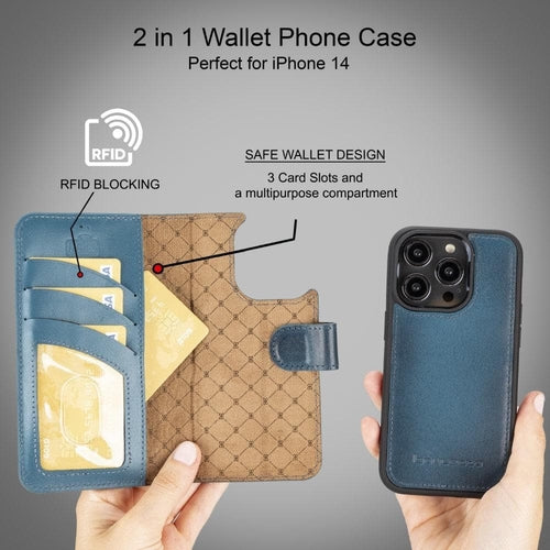 Apple iPhone 14 Serie Abnehmbares Leder Brieftaschen-Etui Bunt - MW