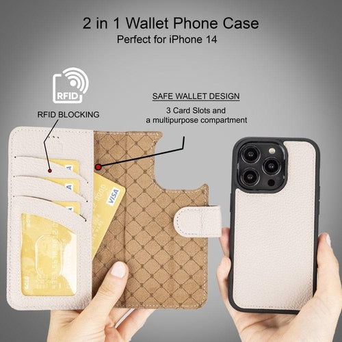 Apple iPhone 14 Serie Abnehmbares Leder Brieftaschen-Etui Bunt - MW