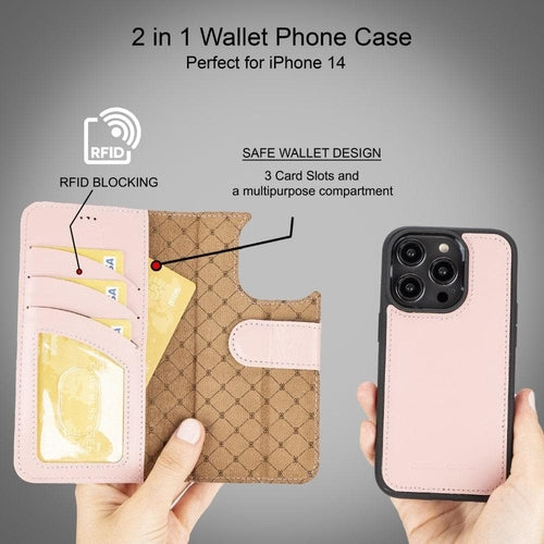 Apple iPhone 14 Serie Abnehmbares Leder Brieftaschen-Etui Bunt - MW