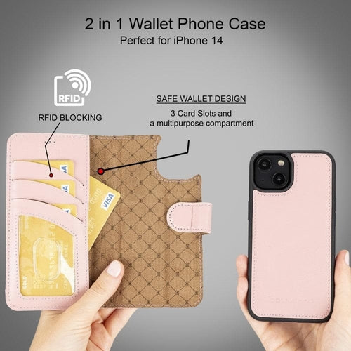 Apple iPhone 14 Serie Abnehmbares Leder Brieftaschen-Etui Bunt - MW