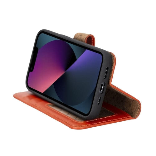 Apple iPhone 14 Serie Abnehmbares Leder Brieftaschen-Etui Bunt - MW