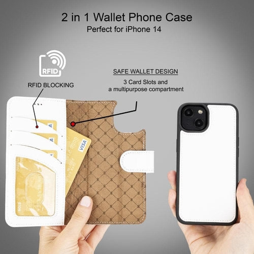 Apple iPhone 14 Serie Abnehmbares Leder Brieftaschen-Etui Bunt - MW