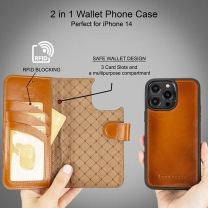 Apple iPhone 14 Serie Abnehmbare Leder Brieftasche Hülle Dunklere Farbe -
