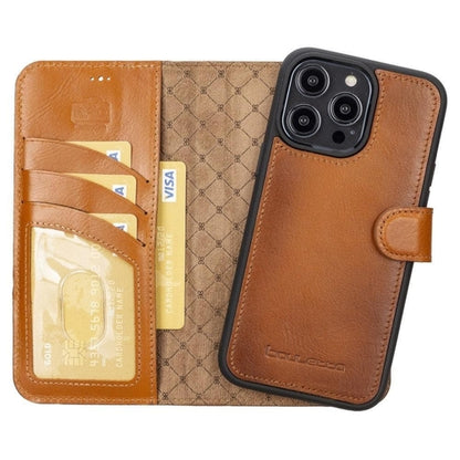 Apple iPhone 14 Serie Abnehmbare Leder Brieftasche Hülle Dunklere Farbe -