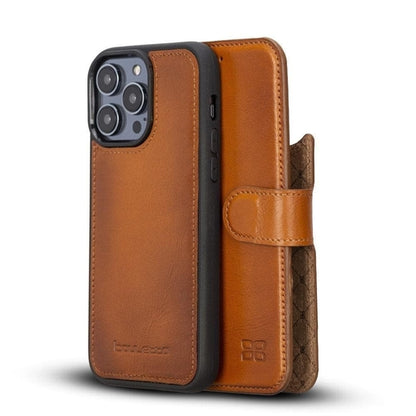 Apple iPhone 14 Serie Abnehmbare Leder Brieftasche Hülle Dunklere Farbe -