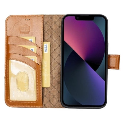Apple iPhone 14 Serie Abnehmbare Leder Brieftasche Hülle Dunklere Farbe -