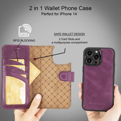 Apple iPhone 14 Serie Abnehmbare Leder Brieftasche Hülle Dunklere Farbe -