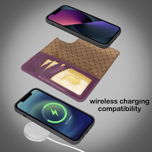 Apple iPhone 14 Serie Abnehmbare Leder Brieftasche Hülle Dunklere Farbe -