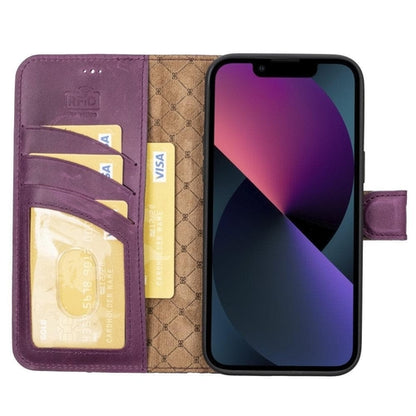 Apple iPhone 14 Serie Abnehmbare Leder Brieftasche Hülle Dunklere Farbe -