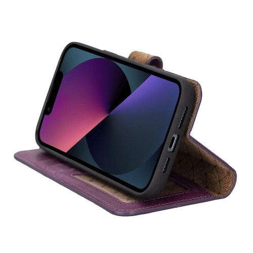 Apple iPhone 14 Serie Abnehmbare Leder Brieftasche Hülle Dunklere Farbe -