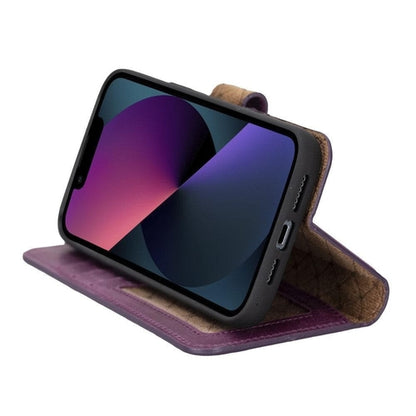 Apple iPhone 14 Serie Abnehmbare Leder Brieftasche Hülle Dunklere Farbe -