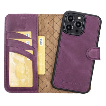 Apple iPhone 14 Serie Abnehmbare Leder Brieftasche Hülle Dunklere Farbe -