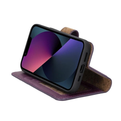 Apple iPhone 14 Serie Abnehmbare Leder Brieftasche Hülle Dunklere Farbe -