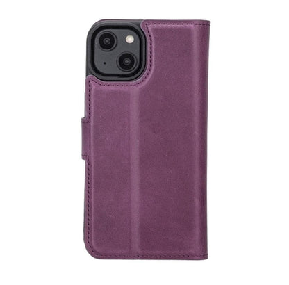 Apple iPhone 14 Serie Abnehmbare Leder Brieftasche Hülle Dunklere Farbe -