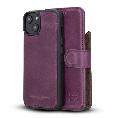 Apple iPhone 14 Serie Abnehmbare Leder Brieftasche Hülle Dunklere Farbe -