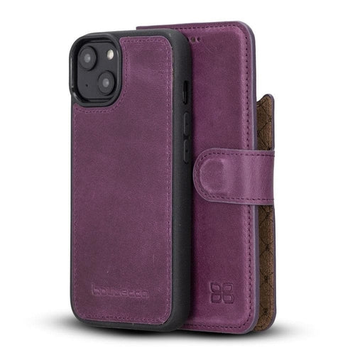 Apple iPhone 14 Serie Abnehmbare Leder Brieftasche Hülle Dunklere Farbe -