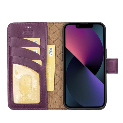Apple iPhone 14 Serie Abnehmbare Leder Brieftasche Hülle Dunklere Farbe -