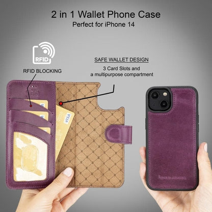 Apple iPhone 14 Serie Abnehmbare Leder Brieftasche Hülle Dunklere Farbe -