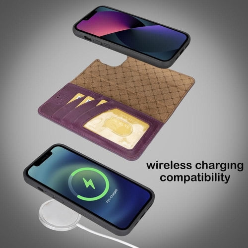 Apple iPhone 14 Serie Abnehmbare Leder Brieftasche Hülle Dunklere Farbe -