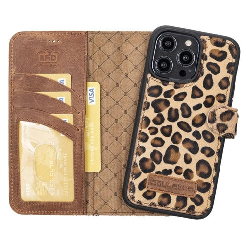 Apple iPhone 14 Serie Abnehmbare Leder Brieftasche Hülle Dunklere Farbe -