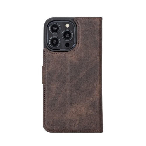 Apple iPhone 14 Serie Abnehmbare Leder Brieftasche Hülle Dunklere Farbe -