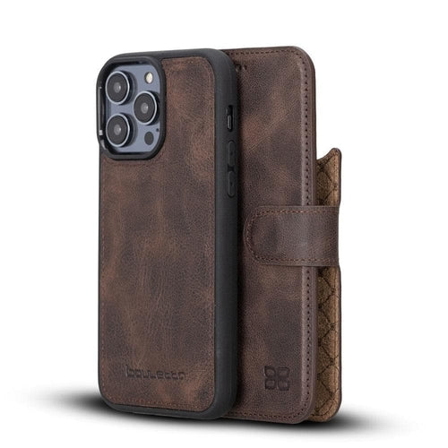 Apple iPhone 14 Serie Abnehmbare Leder Brieftasche Hülle Dunklere Farbe -