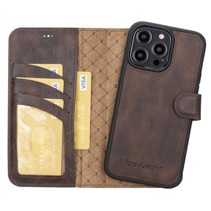 Apple iPhone 14 Serie Abnehmbare Leder Brieftasche Hülle Dunklere Farbe -