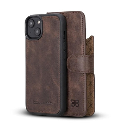 Apple iPhone 14 Serie Abnehmbare Leder Brieftasche Hülle Dunklere Farbe -