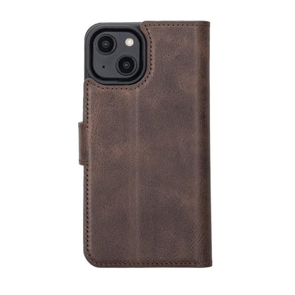 Apple iPhone 14 Serie Abnehmbare Leder Brieftasche Hülle Dunklere Farbe -