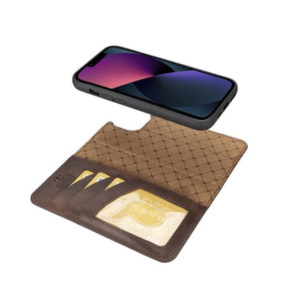 Apple iPhone 14 Serie Abnehmbare Leder Brieftasche Hülle Dunklere Farbe -