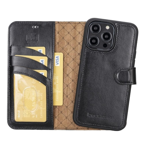 Apple iPhone 14 Serie Abnehmbare Leder Brieftasche Hülle Dunklere Farbe -